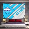 Diagonal Blue and Gray Geometric Shapes with "S.S. LAZIO" and an Eagle Logo. Patterned Tapestry for Bedroom and Living Room Home Decor