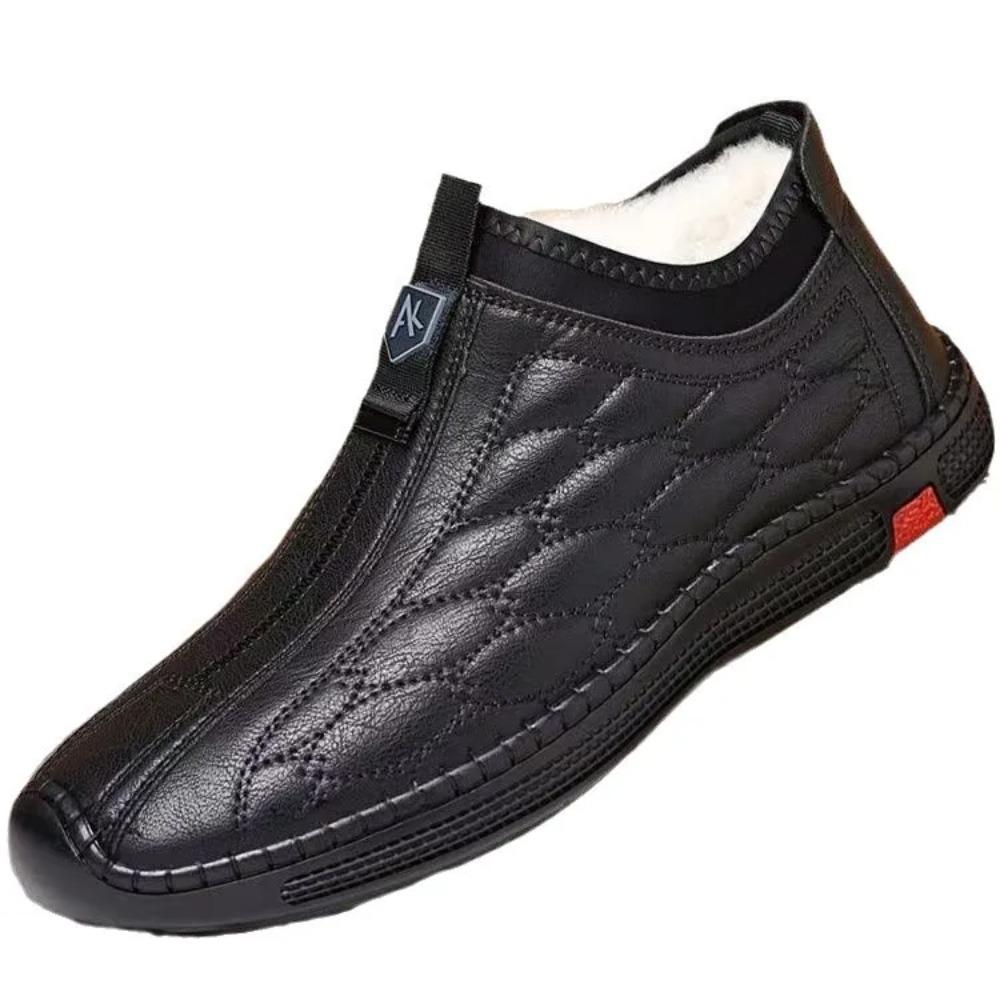 Herbst und Winter neue Fleece Herren Lederschuhe warm modisch trendig mit Outdoor Casual Slipper Baumwollschuhe Loafer Herren