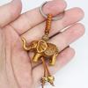 6pcs/4pcs 3D Elephant Lucky Carving Wooden Pendant Keychain Key Ring Chain Evil Defends Decor Gift