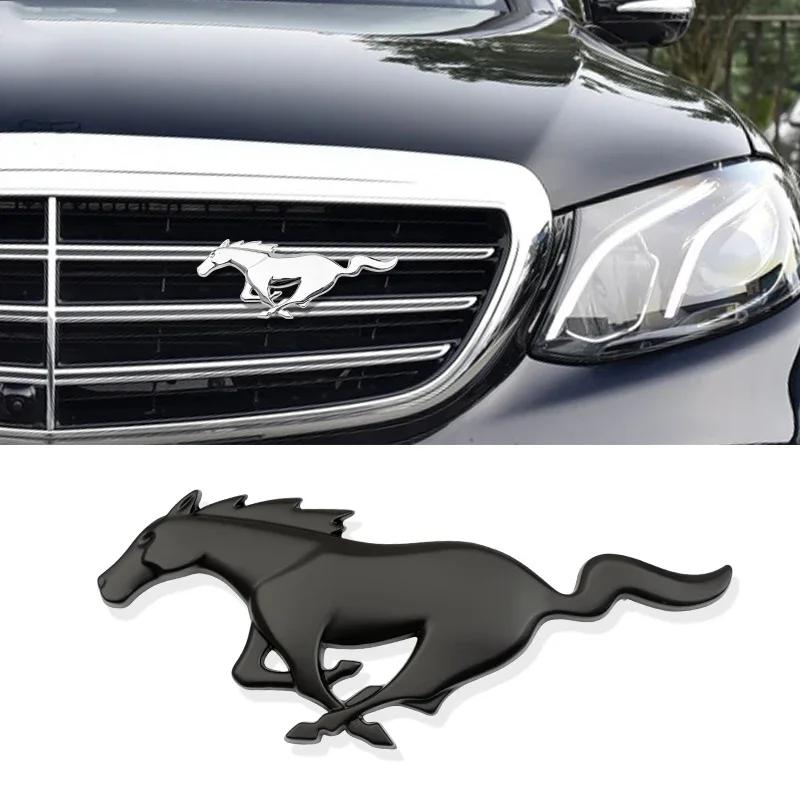 AJV1 3D Metal Fender Side Badge Decal Rear Trunk Running Horse Emblem Styling for Ford Mustang Kuga Escape Focus Ranger Edge Fusion