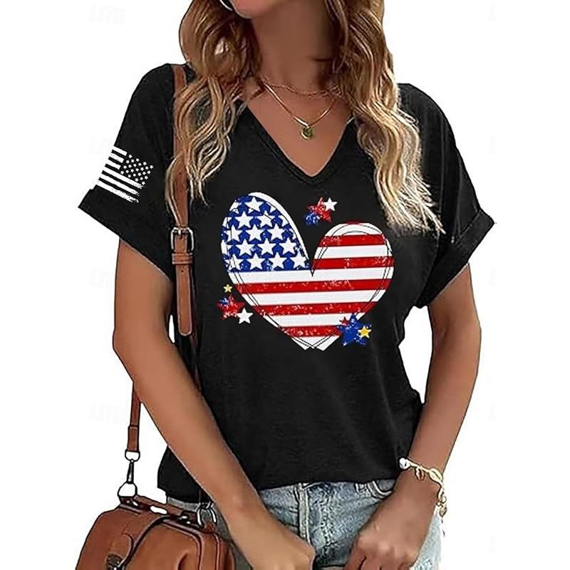 Fashionable Women's V-neck Casual Short Sleeved T-shirt,Rretro Sports Style Casual Sportswear