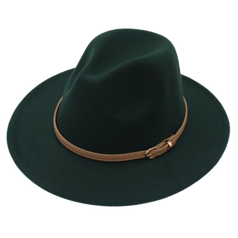 Fedora Spring And Summer Small Belt Felt Hat Percussion Performance Jazz Hat Woolen Top Hat Big Eaves Hat