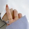 18K Gold-Plated Korean-American Style Coin Symbol Titanium Steel Ring for Women