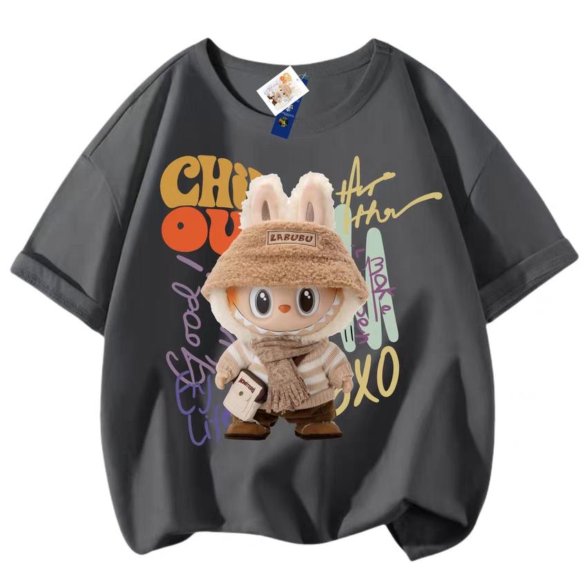 

Мода Новая 3D-печать Labubu Детские футболки Топ с круглым вырезом Мальчики Девочки Милый Короткий рукав Детская одежда 140