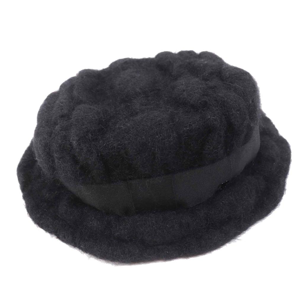 Excellent CHANEL hat With COCO Mark black mohair Women M Used
