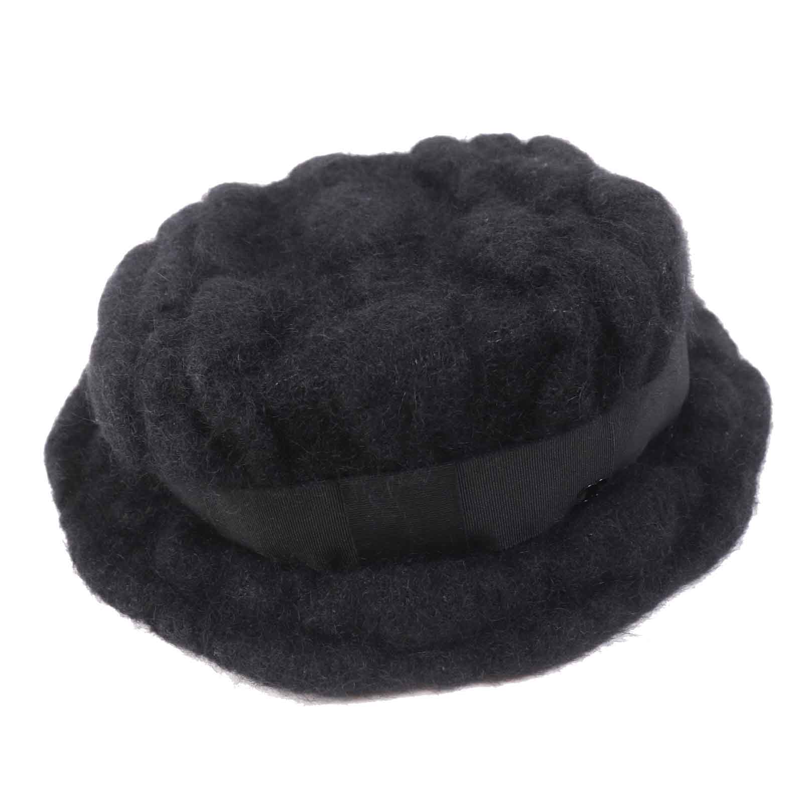 

Excellent CHANEL hat With COCO Mark black mohair Women M Used