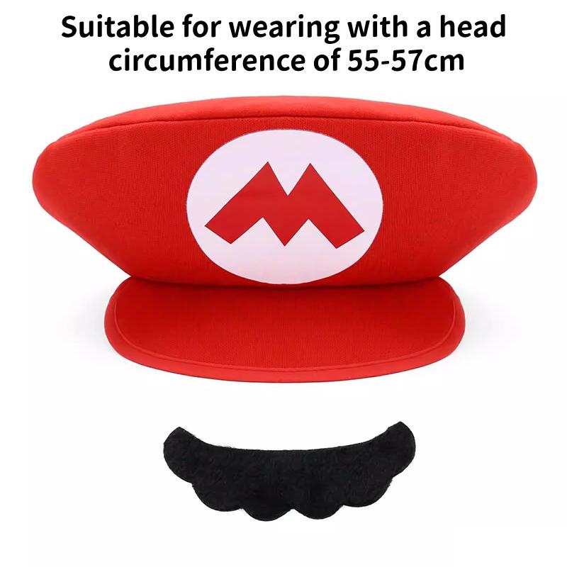 Anime Super Mario Bros Hat With Beard Cosplay Prop Mario Luigi Cosplay Costume Hats Halloween Party Caps Gift