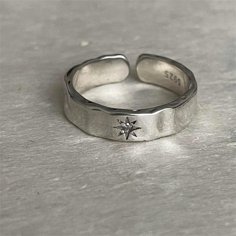 Couple ring star zircon diamond ring male personality design irregular ring tide silver ring