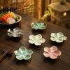 Retro Glaze Dipping Bowls Cherry Blossom Sauce Dish, Ceramic Sushi Soy Bowl, Small Unique Kiln Change Tableware Decorative Seasoning Appetizer Serving