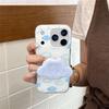 Korean Style Blue Cloud Stand Case for iPhone 17 Pro Max, Apple 16 & 15, Women’s Double Layer