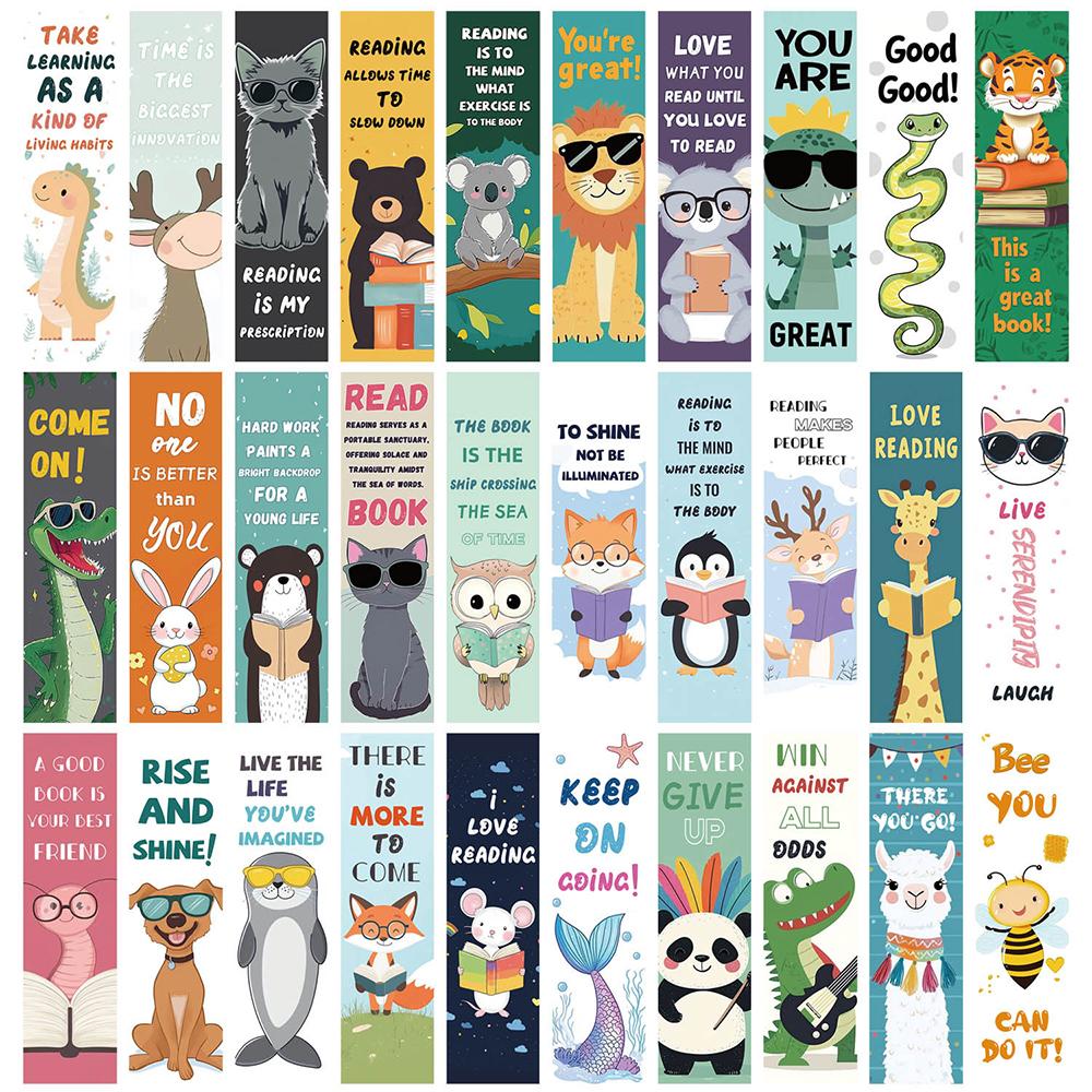 30 sheets Cartoon Animal Bookmark Series Simple Handheld Artistic Creative Material Reading Paper Bookmarks Can Be DIY