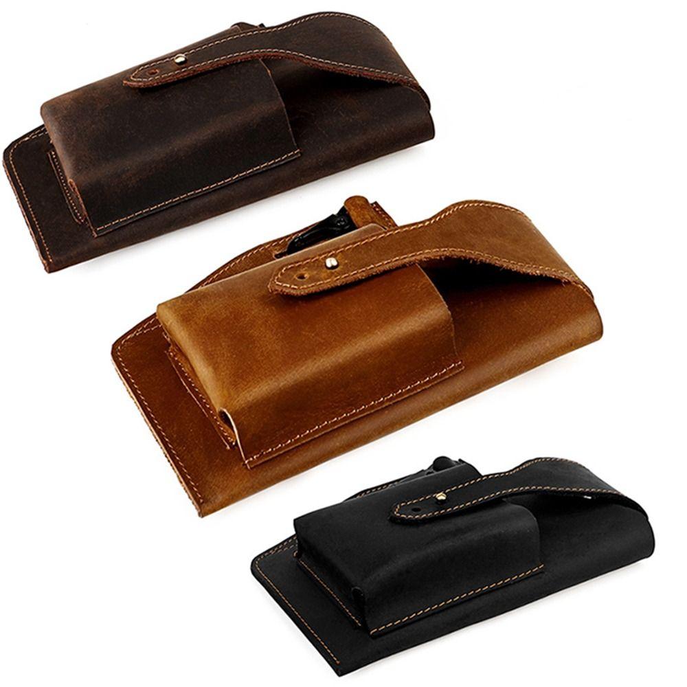 Portable Leather Phone Bag Cowhide Leather Cell Phone Pouch Durable Phone Belt Holder  Walking