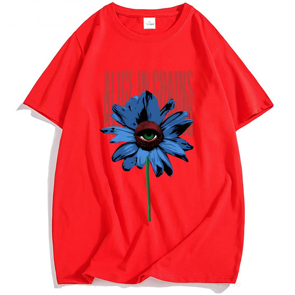 

ONE EYED DAISY T- SHIRT Alice In Chains Rock Band Grunge Tshirts Casual Fashion Short Sleeve Male T Shirt Streetwear Unisex Tees XXL красный