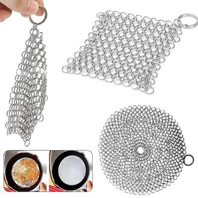 Easy To Store Stainless Steel Chainmail Scrubber 1Pcs Rust Proof Scratch Free for Small Kitchen Cookware Daily Cleaning