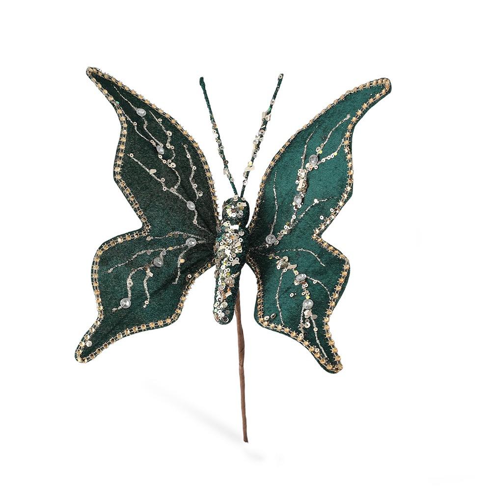 Handmade Sequin Butterfly Christmas Pick Glitter Holiday Artificial Butterfly Wedding Decor