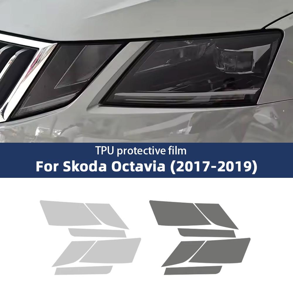 TPU-Scheinwerfer-Schutzfolie für Skoda Octavia 3 Facelift 2017-2019 - 6 Stück Rauchschwarz Getöntes Wrap