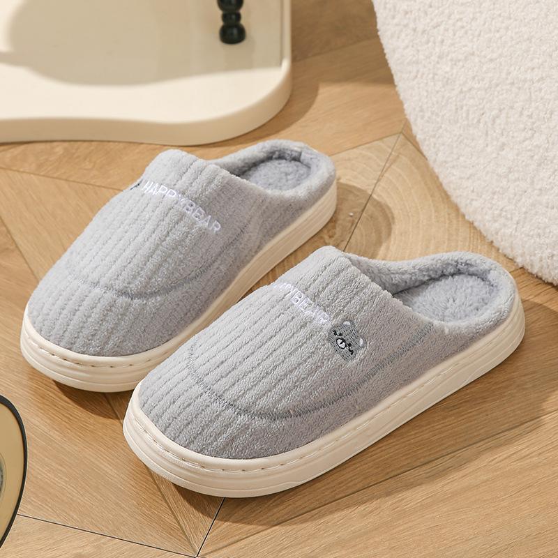 

Уютные нескользящие хлопковые тапочки для пары: Теплая зимняя домашняя обувь 38-39 (fit 37-38) серый