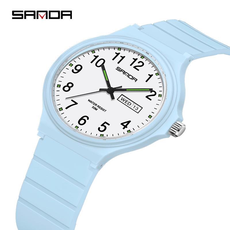 Sanda Unisex Jugend Quartz Prüfungsuhr mit Doppelkalender