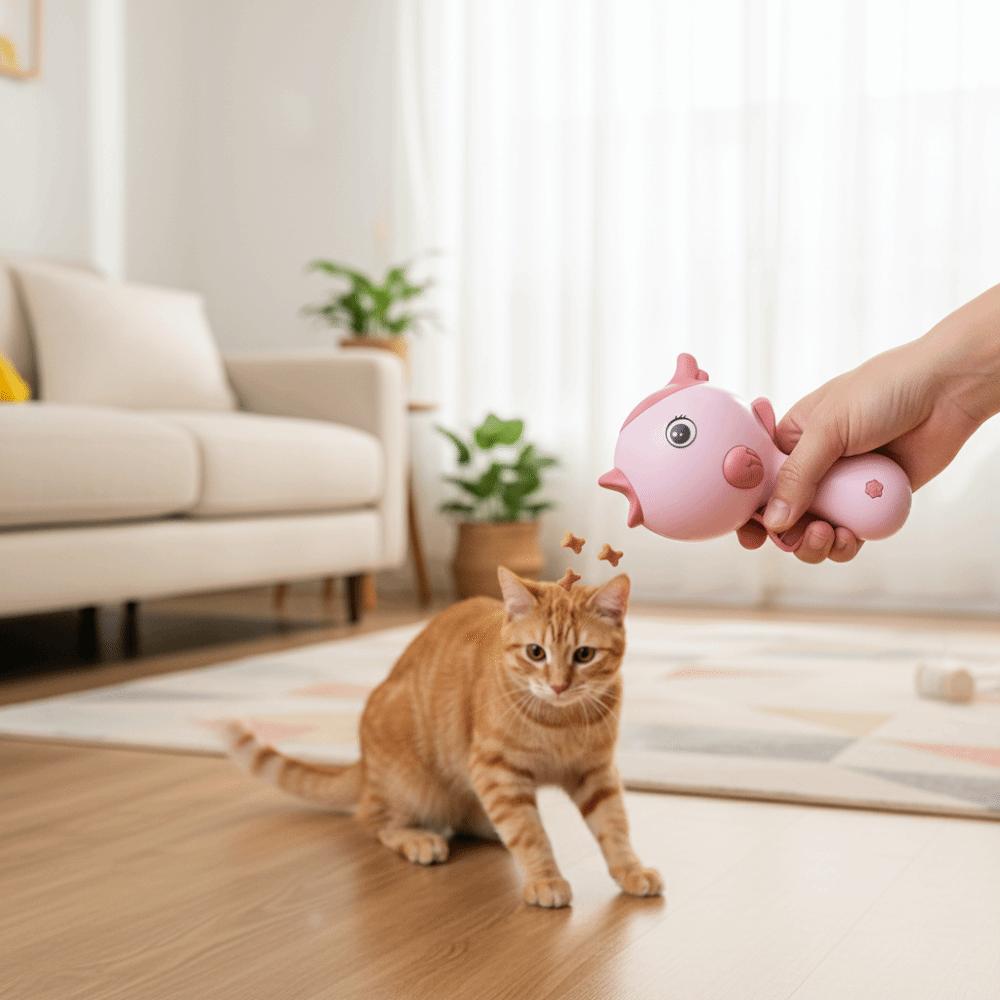 Pet Treat Feeder Handheld Dog Snack Launcher Cartoon Portable Pet Feeder Toy Automatic Plastic Pet Treat Dispenser Pet Training