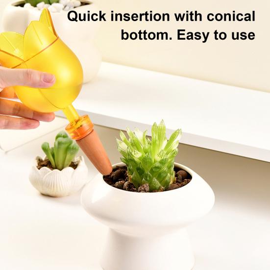 Goutteur d'eau Design Fleur Tulipe Pique Auto-arrosante Système d'irrigation goutte à goutte automatique Dispositif d'arrosage Outil d'irrigation pour la maison et le jardin