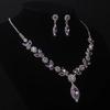 Rhombus Necklace Earrings Three-piece Set Fringed Luxury Rhinestone Jewelry  Wedding