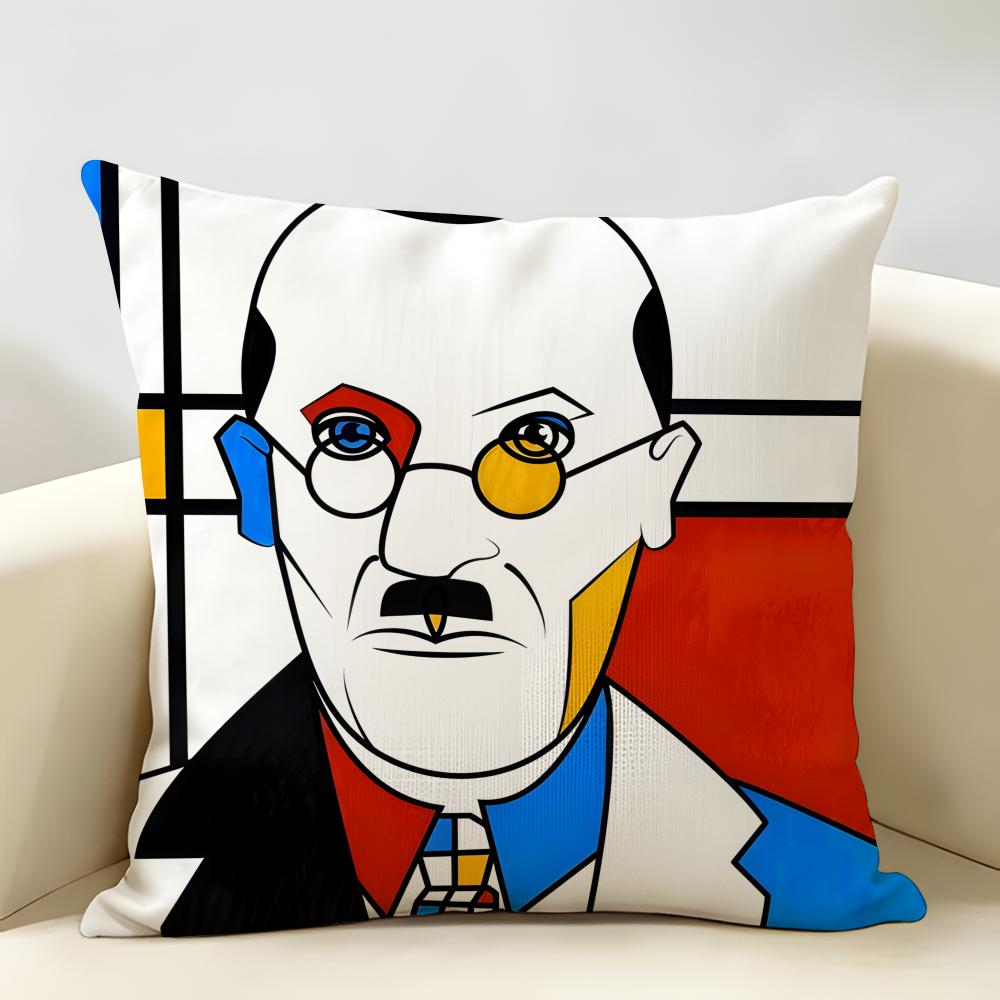 Abstract Painting Piet Mondrian Art Cushion Cover Natural Linen Organic Fabric DoubleSided Printing Room Sofa Decor Pillow Case