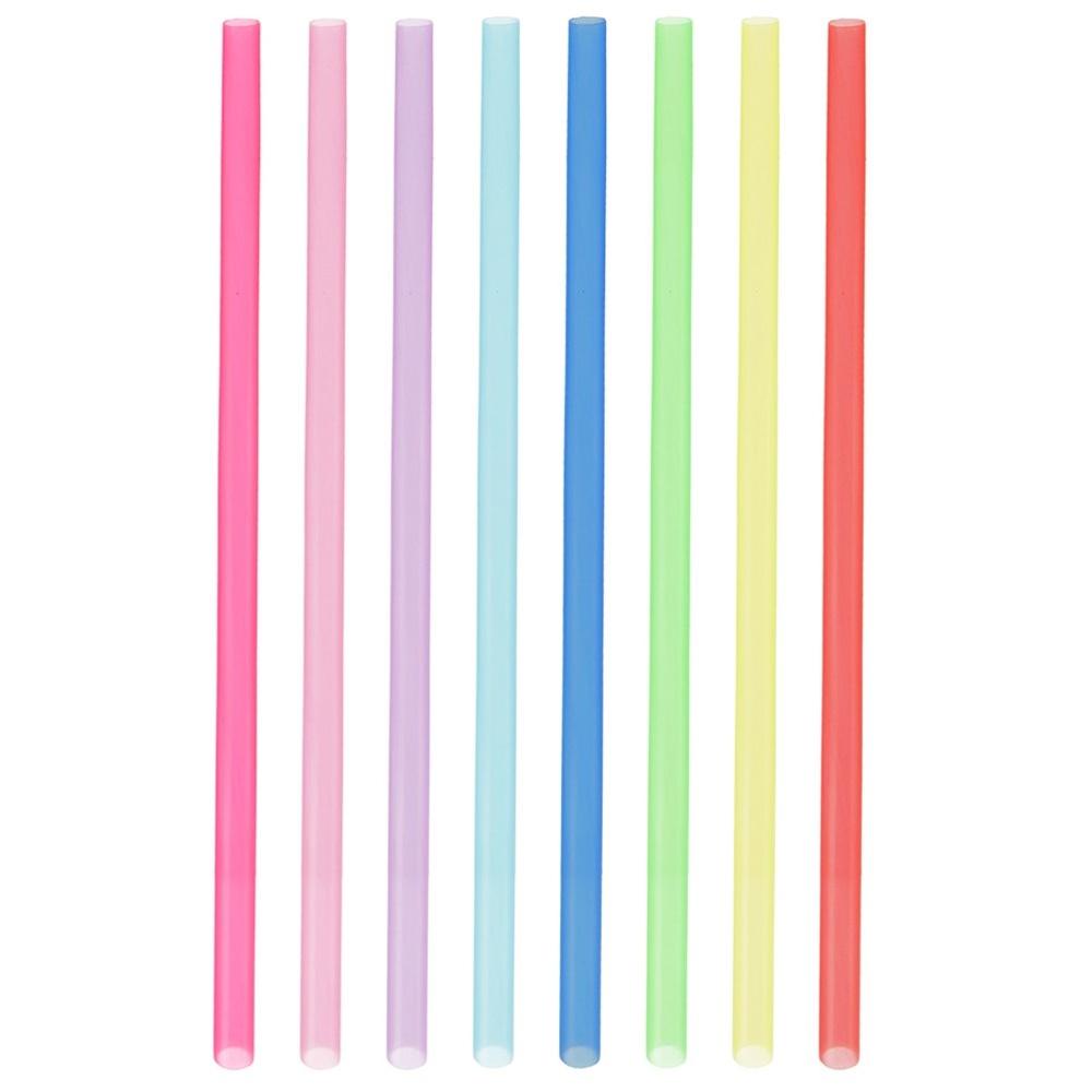 50x Colorful Plastic Reusable Straight Drinking Straws