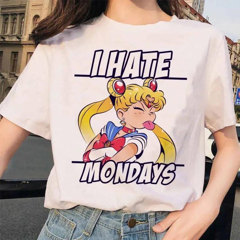 Funny Sailor Moon Anime Cotton T-Shirt Cute Sailor Moon Japanese Anime Unisex S
