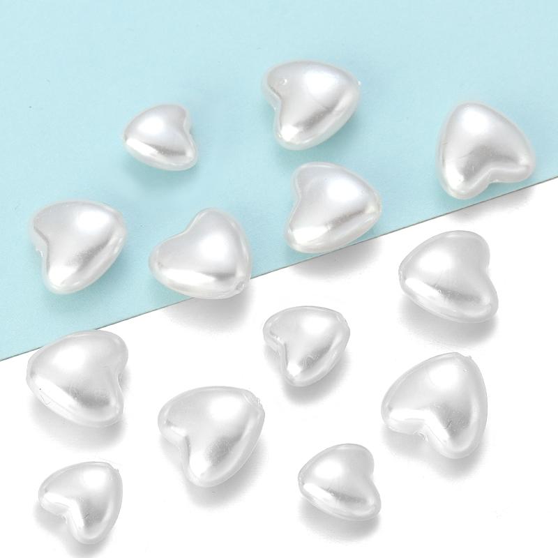 30pcs/lot ABS Imitation Pearl Beads Heart Beads Loose Spacer Beads For Jewelry Making Acrylic Beads DIY Earring Bracelet Crafts