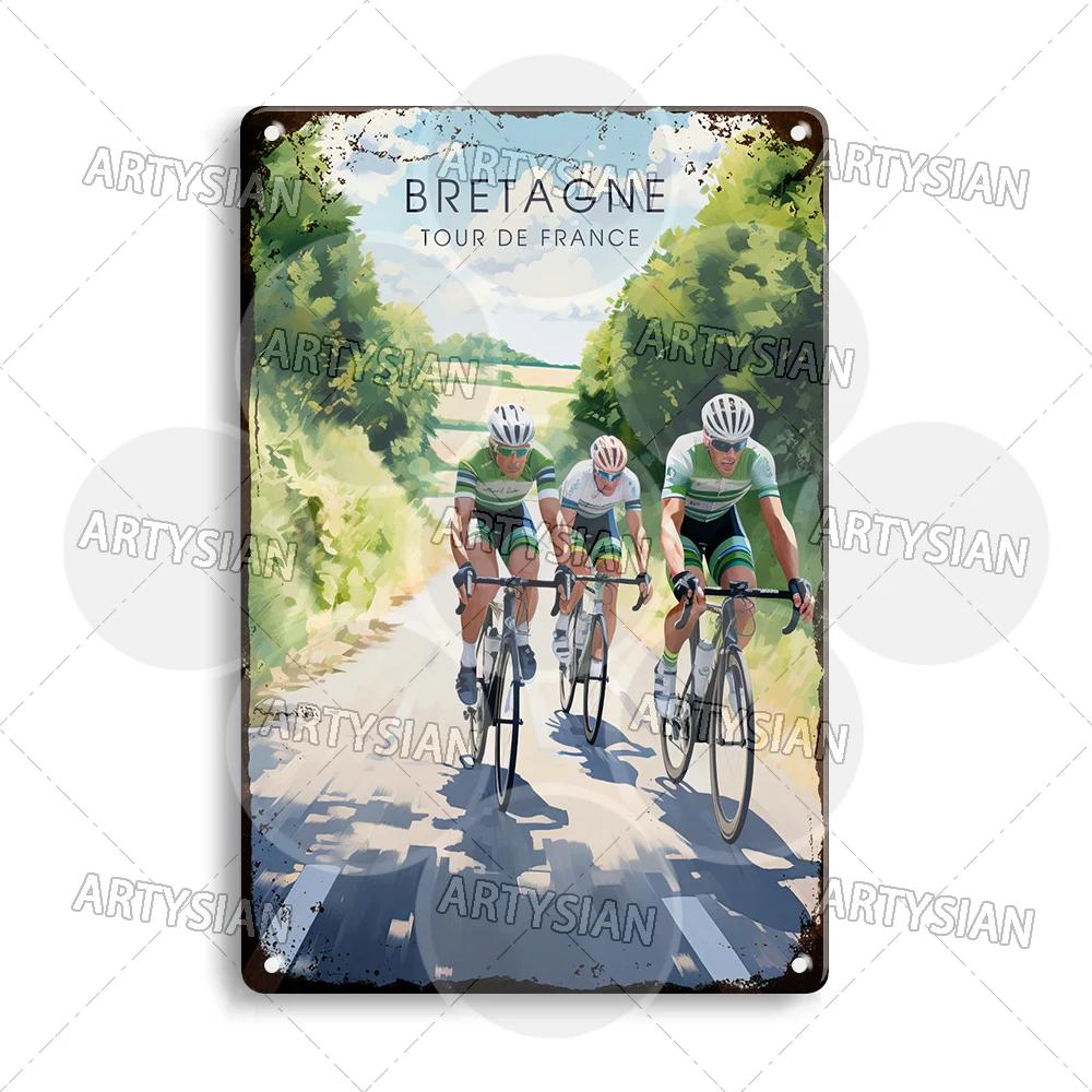Vélo Tour De France Cycling Metal Sign Les Pyrénées Auvergne Les Vosges Col Du Galibier Col d'Aspin Tignes Col De La Bonette