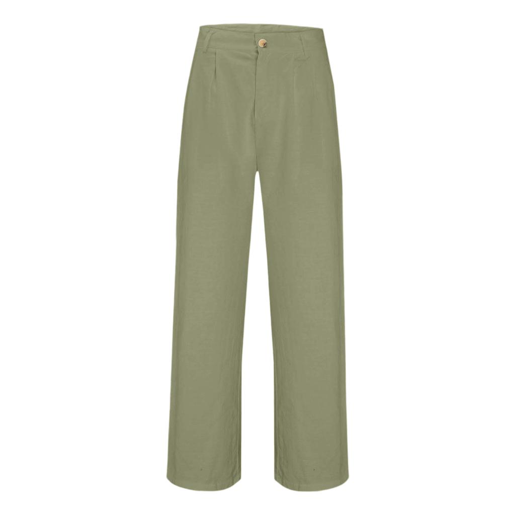 Pantaloni da uomo alla moda in lino traspiranti a gamba dritta - Pantaloni larghi casual da esterno