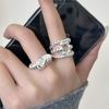 PANJBJ 925 Silver Ring For Women Bread Wide Huge Punk Design Hollow Out Ins Adjustable Jewelry Party Gift Dropshipping Wholesale
