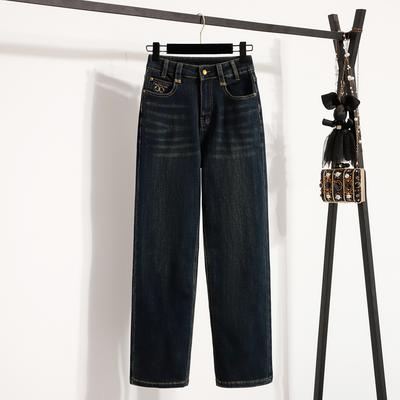 DIMANAF 2025 Übergröße Herbst Damen Jeanshosen Denim Elastisch Basic Hohe Taille Übergröße Modehosen 5XL