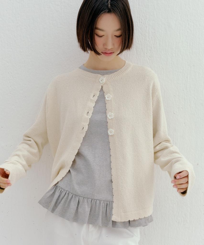 Okuka Layered Frill Top - Gray