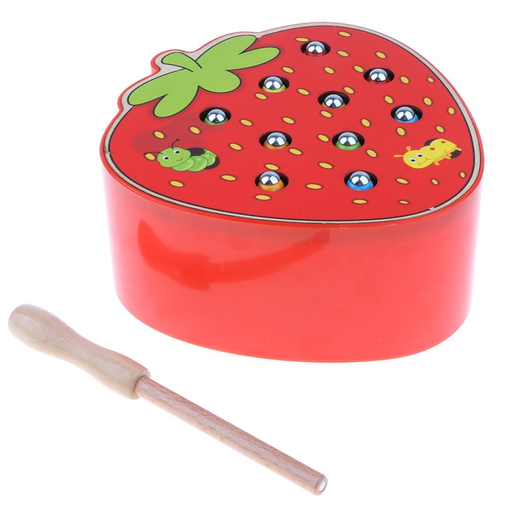 Wooden Magnet Fruit Bug Game Toy, Montessori Intellectual Game, Kids Toddler Developmental Toy-