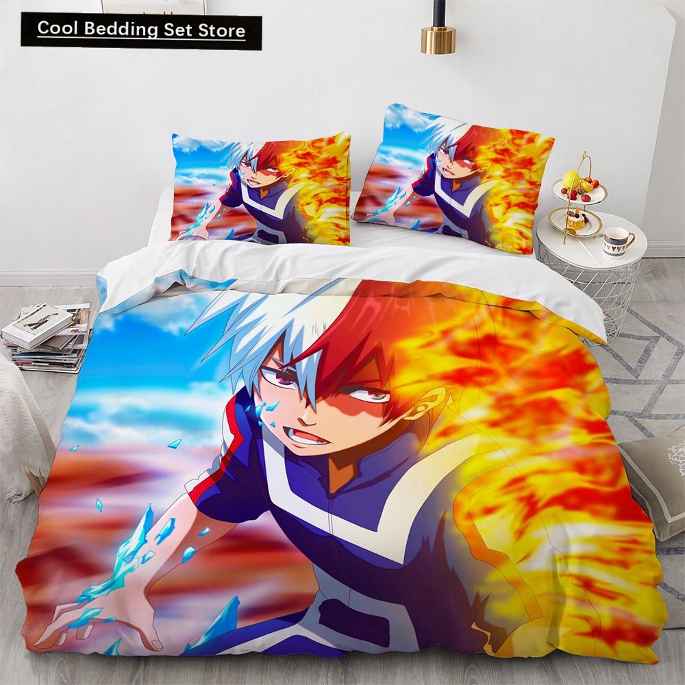 Nowy Anime My Hero Academy Pościel Zestaw Postacie Anime Poszewka na kołdrę 3D Cartoon Poliester Poszewka na kołdrę Queen King Size Dzieci Chłopcy