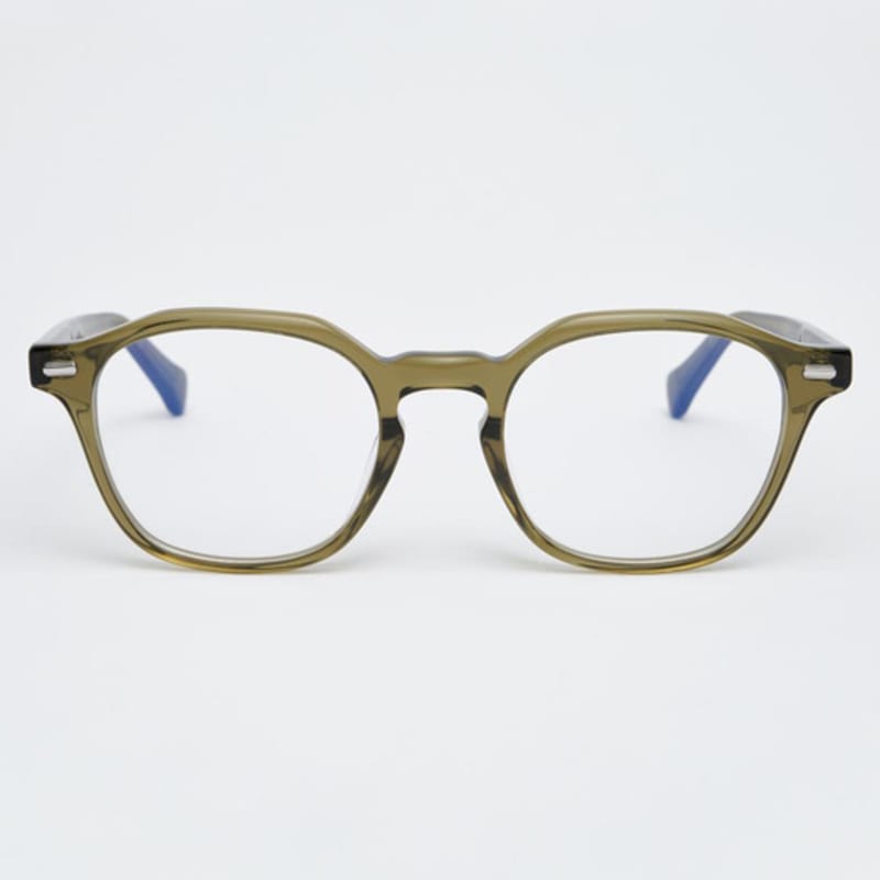 Aloeyewear [illusionist] Oversized French Square Horn-rimmed Transparent Khaki Glasses Frame IL7410 1313G Blue Light Lens Selection