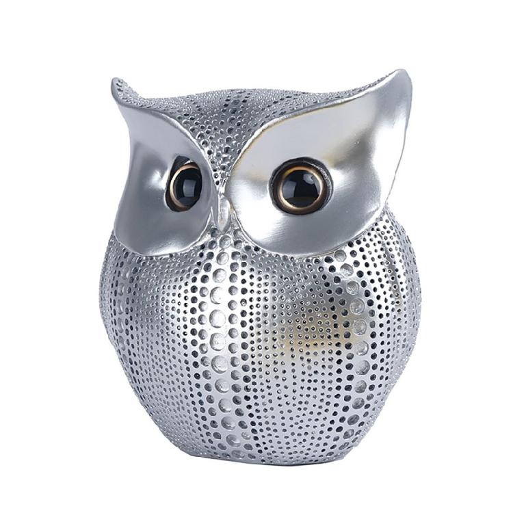 Artistic Owl Figure Statue In Resins with Dotted Designs Sophisticated Home Decorative Ornament for Interior Decors