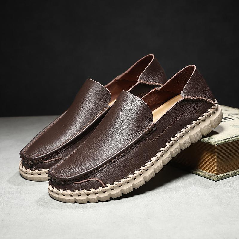 Handmade Genuine Leather Men Shoes Comfortable Casual Shoes For Men Loafers Moccasins Men Flats Shoes Driving Shoes Large Size 38-46