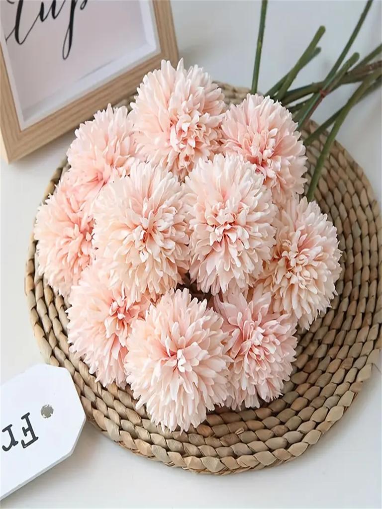 6Pcs Artificial Ball, Chrysanthemum, Embroidered Ball, Wedding Decoration, Home Vase, Decoration, Dining, Living Room, Bedroom,