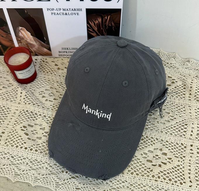Embroidery Small Letters Solid Color Soft Top Hole Baseball Cap Men And Women Spring Casual Versatile Sunshade Sun Protection Japanese