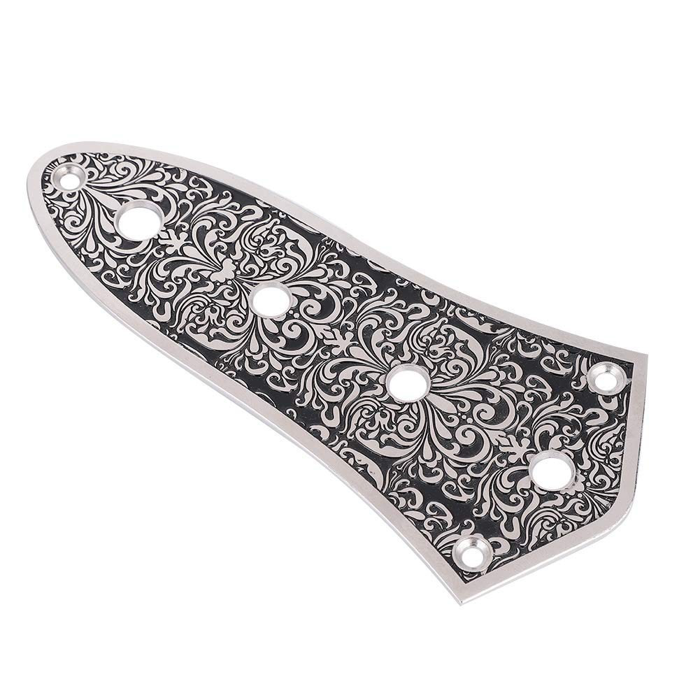 Ersatz-Kontrollplatte für Jazz Bass silber schwarz, feine Oberfläche, Gitarre, Gravur,