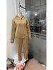 Conjunto de Sudadera con Capucha de Terciopelo y Leggings para Mujer Otoño/Invierno - Casual Color Sólido