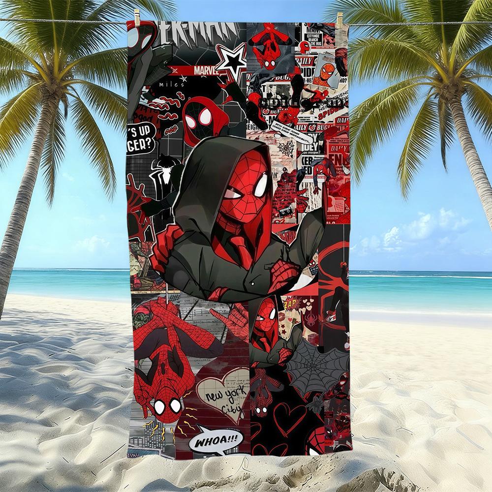 Toalla de Playa con Estampado de Dibujos Animados de Marvel Spider-Man, Natación en la Costa, Secado Rápido, Suave y Agradable para la Piel, Playa de Vacaciones