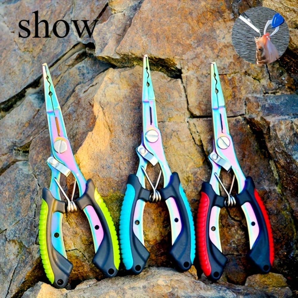 Spot Edelstahl Farbe Titan Zweifarbige Hawkbill Fischkontrollzange, Hakenpicking, Angelzange, Multifunktionale Luya-Zange