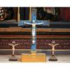 Juvale Lot de 3 Statues de Crucifix Debout Petites Figurines de Jésus Sculptures de Croix Catholiques Ornées Icônes Religieuses en Résine de Chr