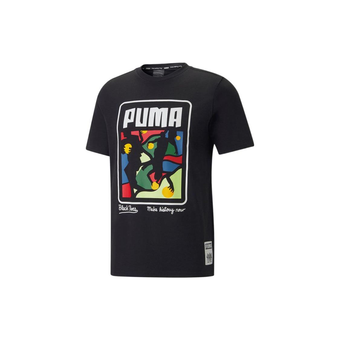 

Puma Футболка Harlem с логотипом, цветной принт, круглый вырез, короткий рукав, мужские топы, черный 534494-01 S