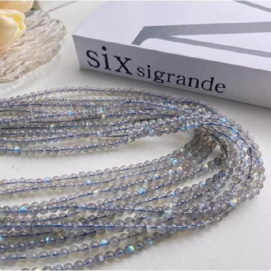 

Natural Crystal Ice Gray Moonstone Aquamarine Blue Light Bracelet for Women, Three-Layer Bracelet, Gift Simple three circles