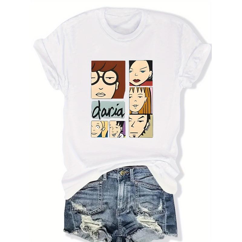Женская повседневная футболка с графическим принтом персонажа мультфильма «Европейский размер Далия» для весенне-летнего сезона S