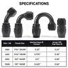 2 Pcs Universal AN4 AN6 AN8 AN10 Straight 0 45 90 180 Deg Aluminum Swivel Hose End Fitting Adapter For Oil Fuel CPE Line Black